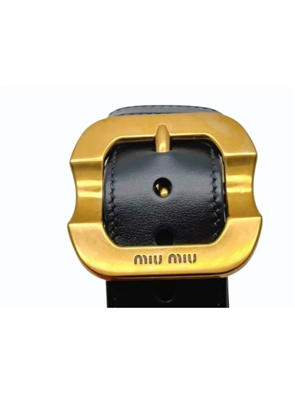 Miu Miu Bracelet with Buckle Leather Metal Black Gold